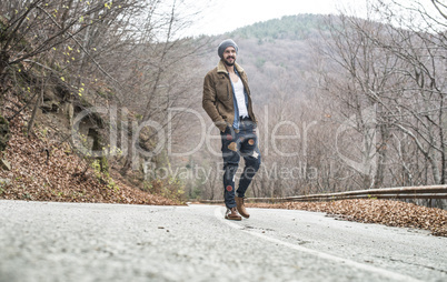 Men walking on the road