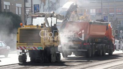 heavy machinery on road construction
