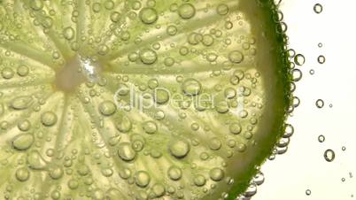 Lime slice in soda