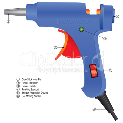 Industrial glue gun with functional units