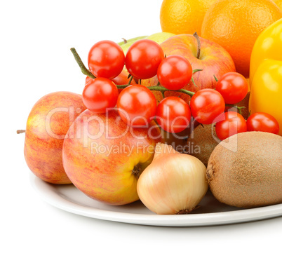 fruits and vegetables isolated on white background