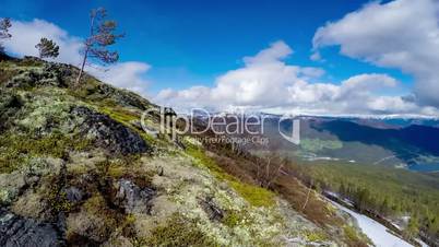 Aerial footage Latefossen Waterfall Odda Norway. Latefoss is a powerful, twin waterfall. View from the bird's-eye view.