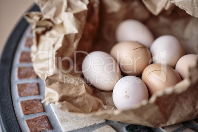Frisch gesammelte Eier