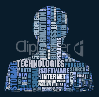 Technologies concept word cloud shaped as a person