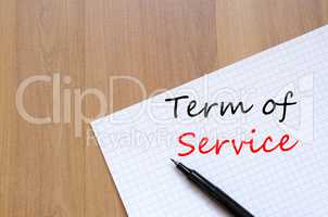 Term of service write on notebook