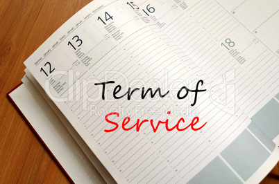 Term of service write on notebook