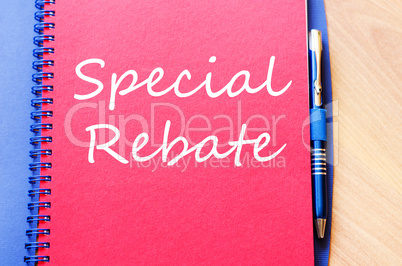 Special rebate write on notebook