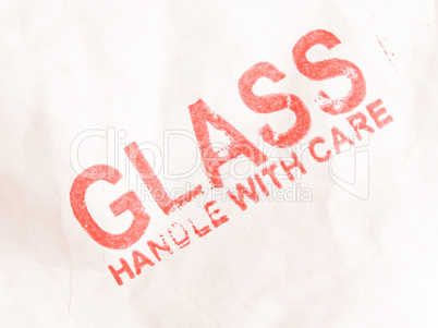 Glass handle with care vintage