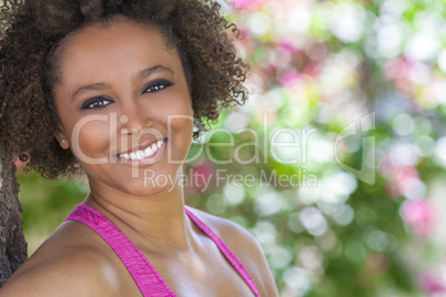 Happy African American Woman Smiling Outside