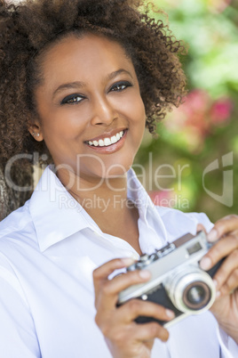 Mixed Race African American Woman With Camera