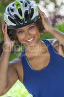 African American CWearing Bicycle Helmet