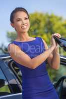 Asian Eurasian Woman Business Woman By Her Car