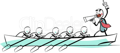 Leader teamwork business concept boat rowers