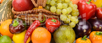 bright background of fruits and vegetables