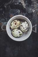 Quail eggs in the bowl