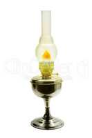 Burning kerosene lamp