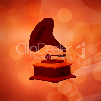 Composite image of gramophone icon isolated on white background