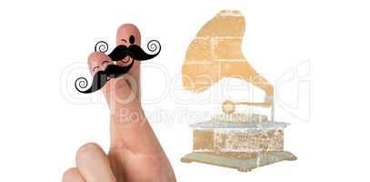 Composite image of fingers with mustache