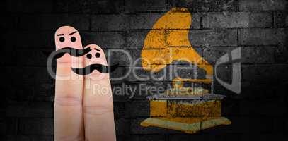 Composite image of two fingers with mustache