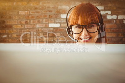 Composite image of attractive hipster woman with headset