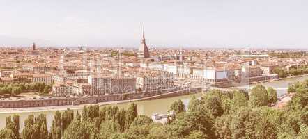 Aerial view of Turin vintage