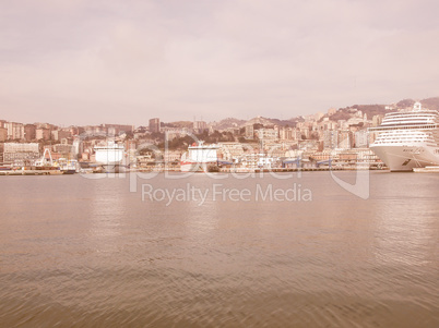 View of Genoa Italy from the sea vintage