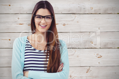 Composite image of young creative worker smiling at camera
