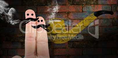 Composite image of two fingers with mustache