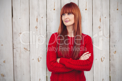 Composite image of hipster woman with arms crossed