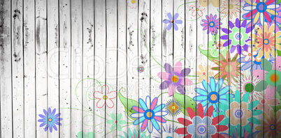 Composite image of digitally generated girly floral design
