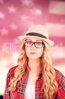 Composite image of gorgeous blonde hipster posing