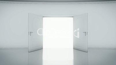4K Door Opening with white background alpha matte