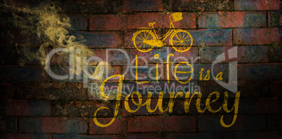 Composite image of life is a journey words