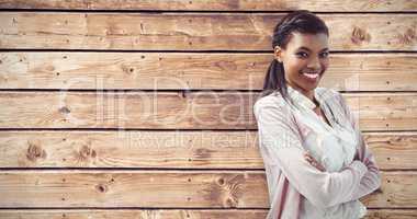 Composite image of smiling crestive business woman