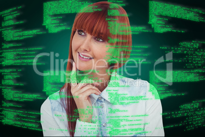 Composite image of portrait of a smiling hipster woman
