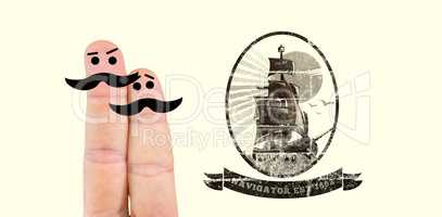 Composite image of two fingers with mustache