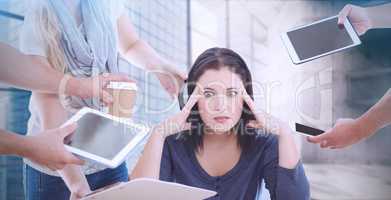Composite image of businesswoman having headache