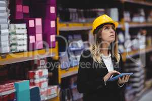 Businesswoman using tablet