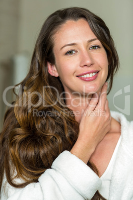 Portrait of beautiful brunette woman smiling