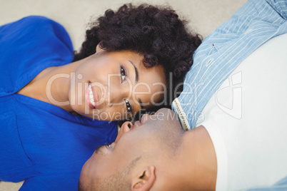 Peaceful couple lying on the floor