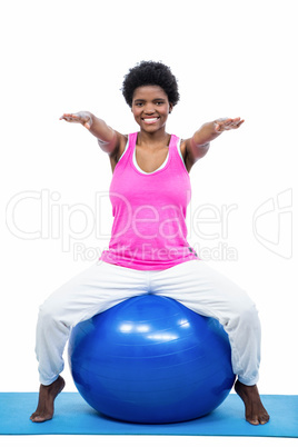 Pregnant woman on exercise ball Pregnant woman on exercise ball