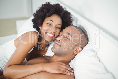 Peaceful couple on the bed