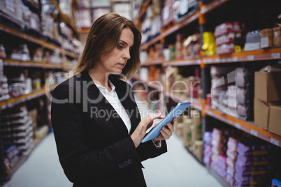 Businesswoman using tablet