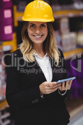 Businesswoman using tablet