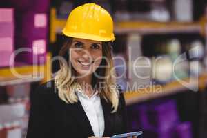 Businesswoman using tablet