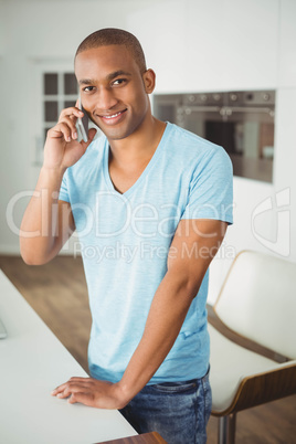 Handsome man on a phone call