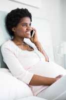 Pregnant woman on the phone