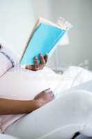 Pregnant woman reading a book