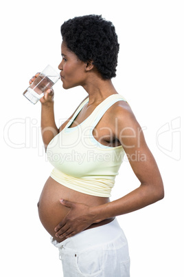 Pregnant woman drinking water