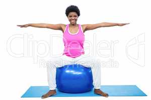 Pregnant woman on exercise ball